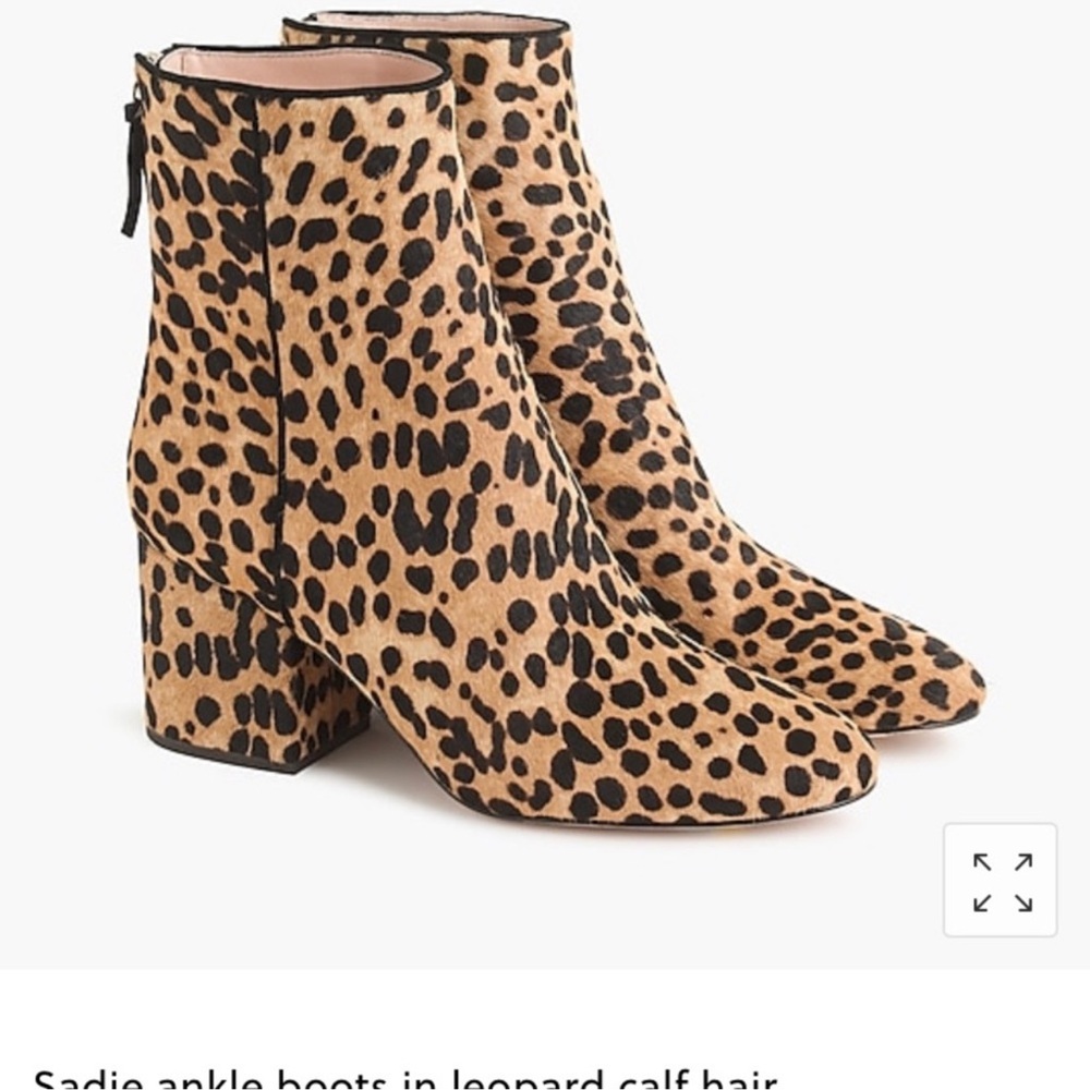 J. Crew calf hair Leopard Print Ankle Boots